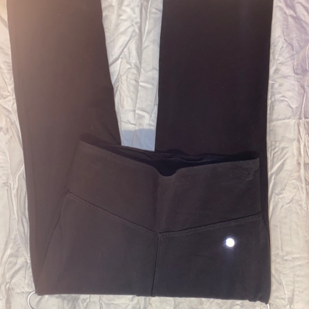 Bally total fitness high waist black yoga pants legging straight leg